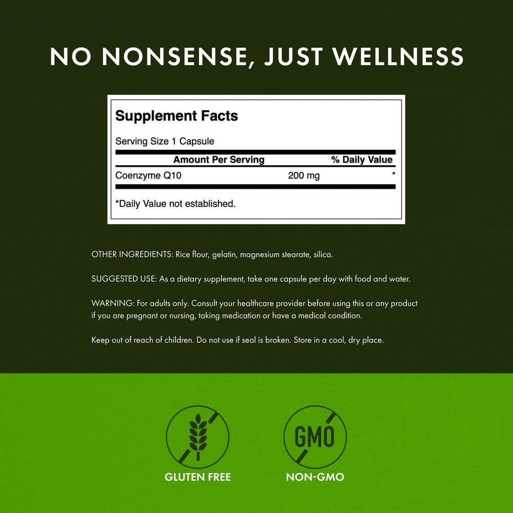 Close-up of Swanson Ultra CoQ10 capsules emphasizing brain health support