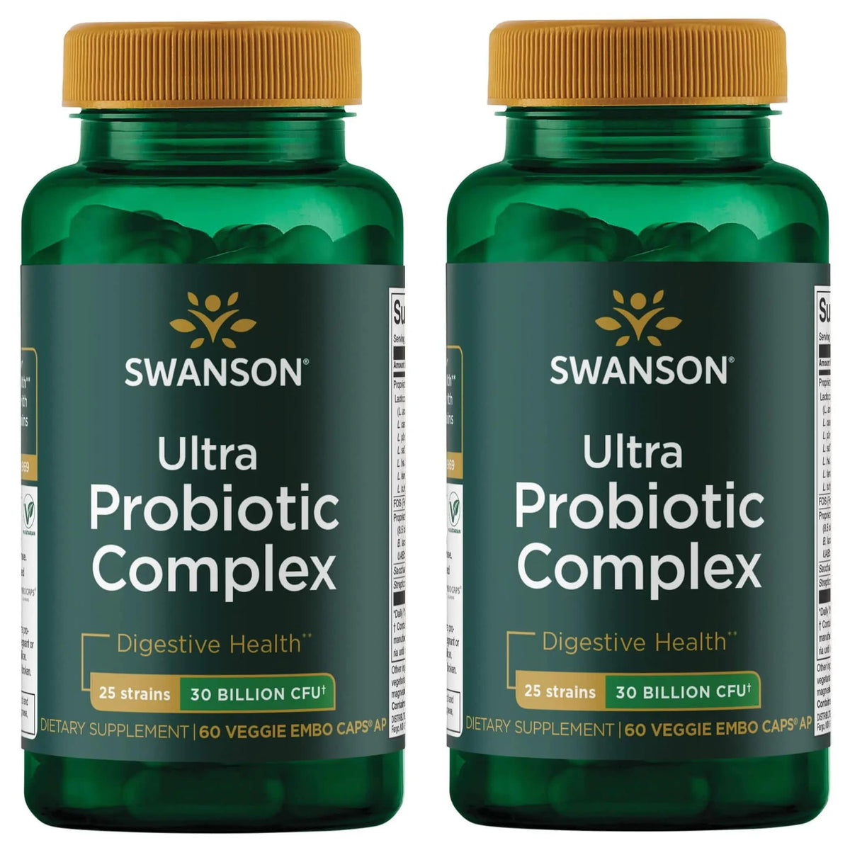 Swanson Ultra Probiotic Complex bottle front view for daily gut health support.