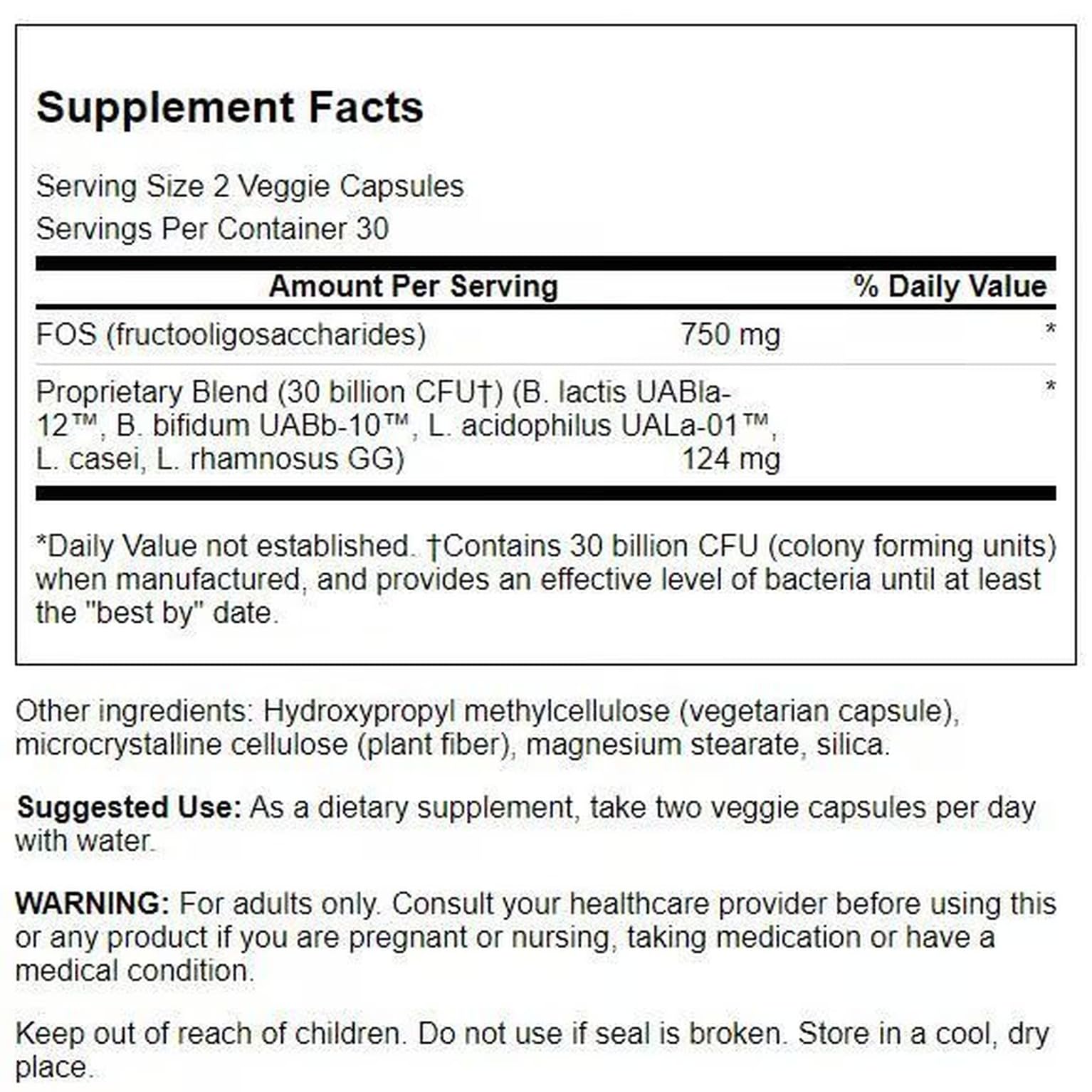 Close-up of Swanson Seniors probiotic capsules supporting regularity