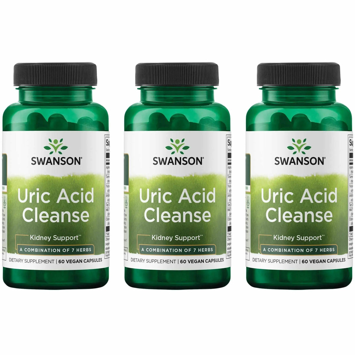 Swanson Uric Acid Cleanse bottle front highlighting herbal blend for kidney support.