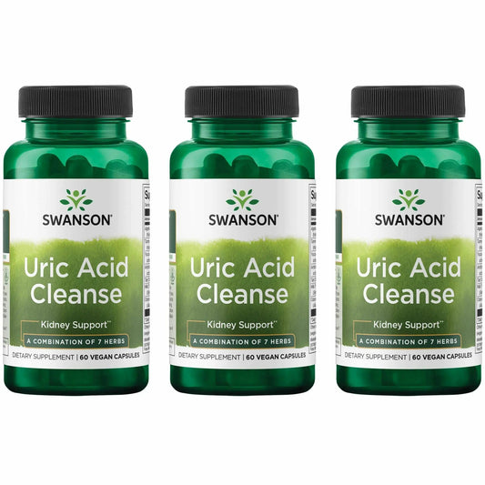 Swanson Uric Acid Cleanse bottle front highlighting herbal blend for kidney support.