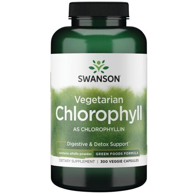 Swanson Veg Chlorophyll label closeup notes GMP quality and ingredients