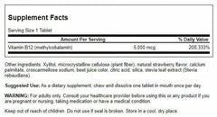 Swanson B-12 methylcobalamin 60-count tablets viewed front, high potency emphasis