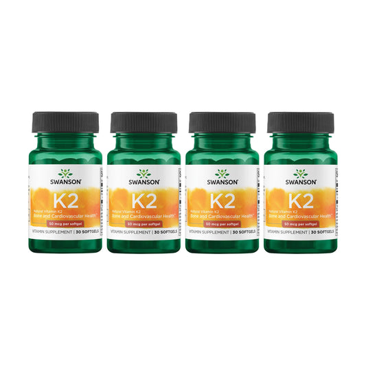Swanson Vitamin K2 bottle with natto-derived MK-7 supports daily bone health.
