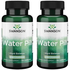 Swanson water pill bottle with capsules illustrating fluid balance support.