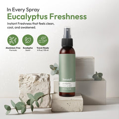 SweatyB steam room aromatherapy mist enhances breathing with eucalyptus scent.