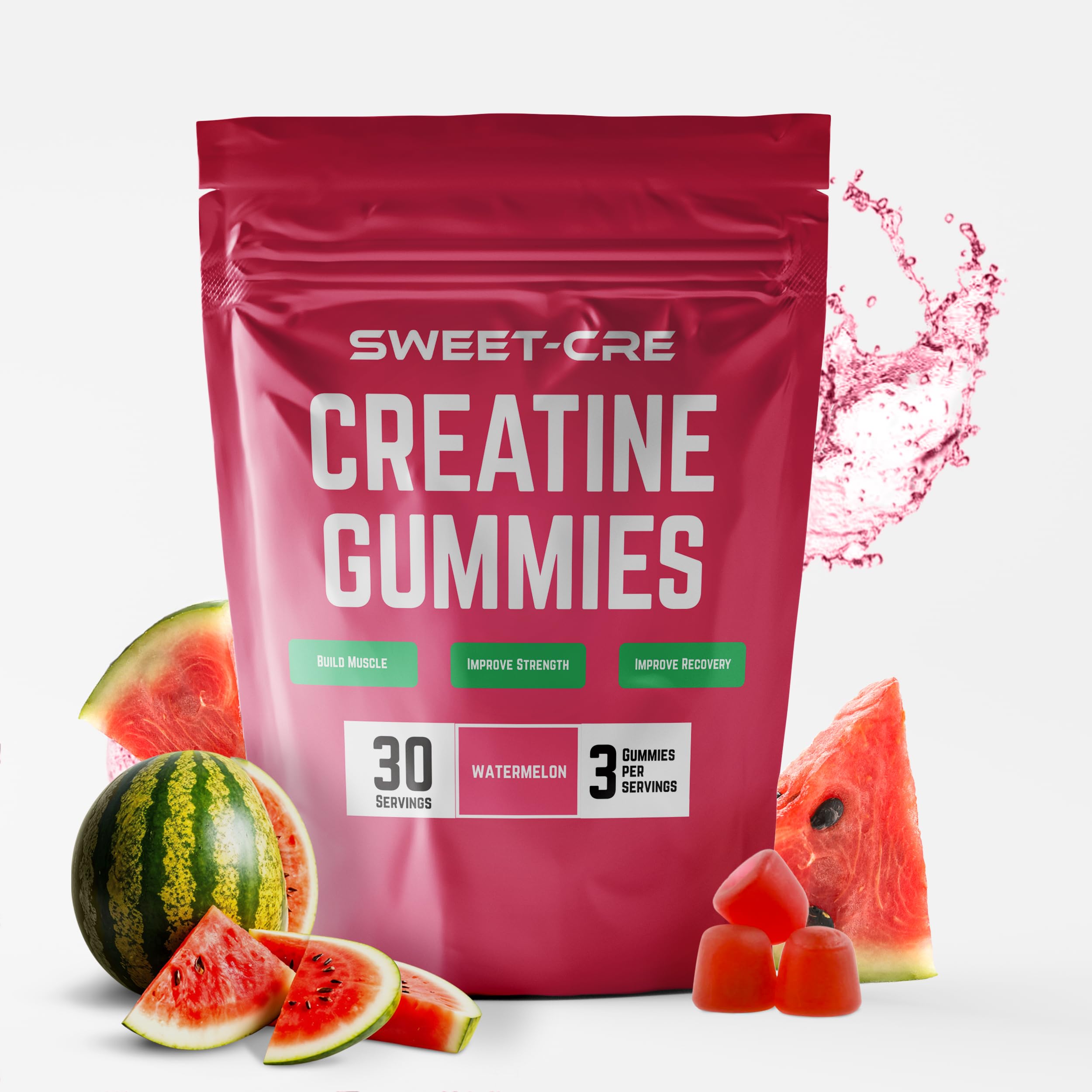 Sweet Cre Creatine Gummies watermelon bottle for convenient daily supplementation