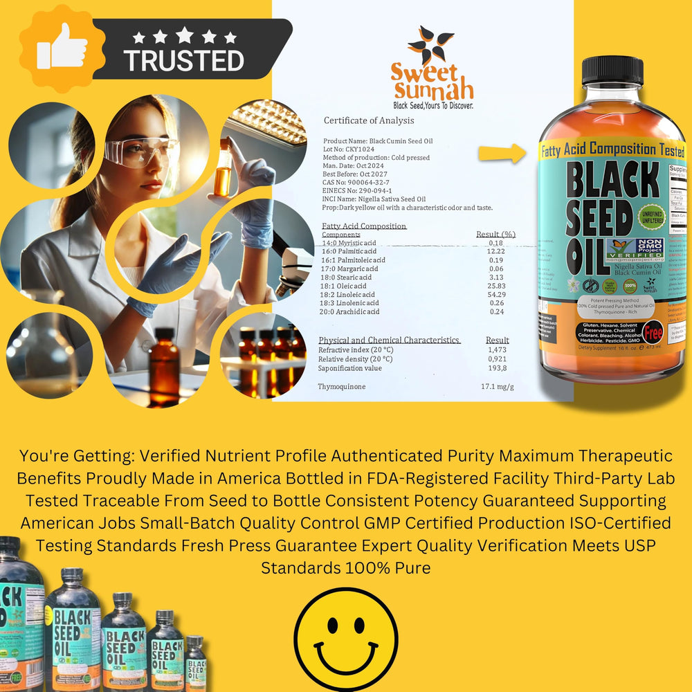 Sweet Sunnah Black Seed Oil on shelf emphasizes vegan and halal-friendly branding.