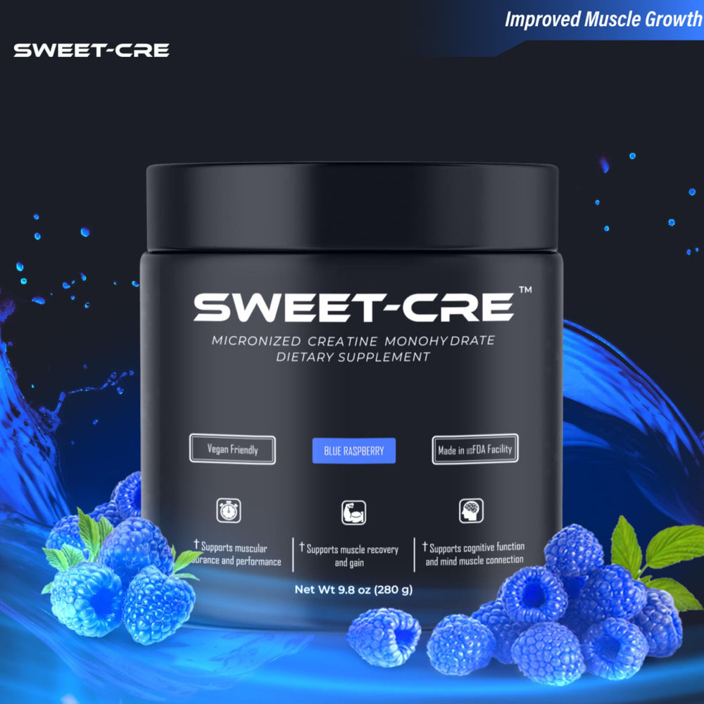 Sweet Cre mixed shake glass highlighting fruit punch flavor and post-workout support.