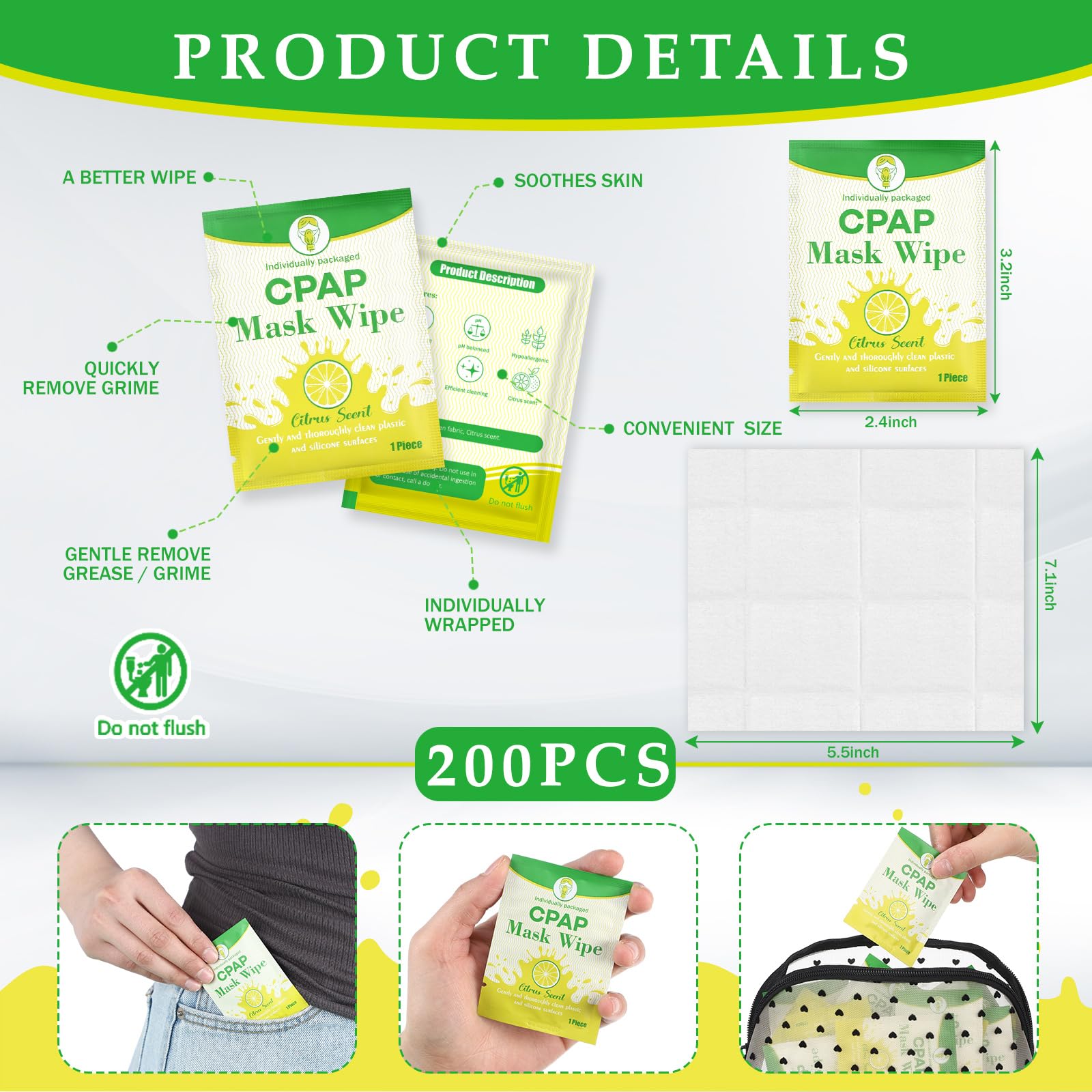 Swiffen CPAP wipes with citrus scent for a refreshing mask clean