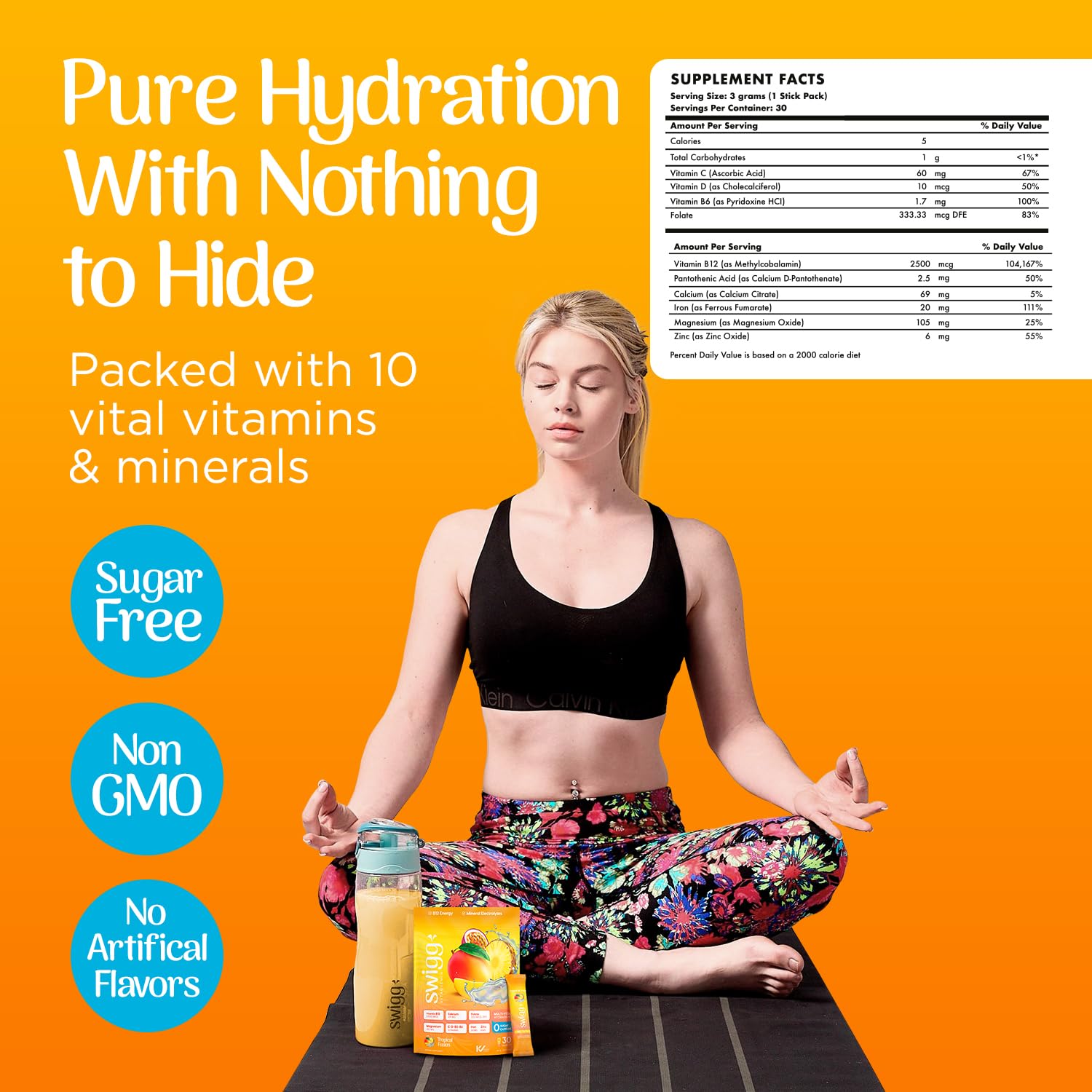 Swigg multivitamin hydration sticks with vitamin blend for daily wellness.