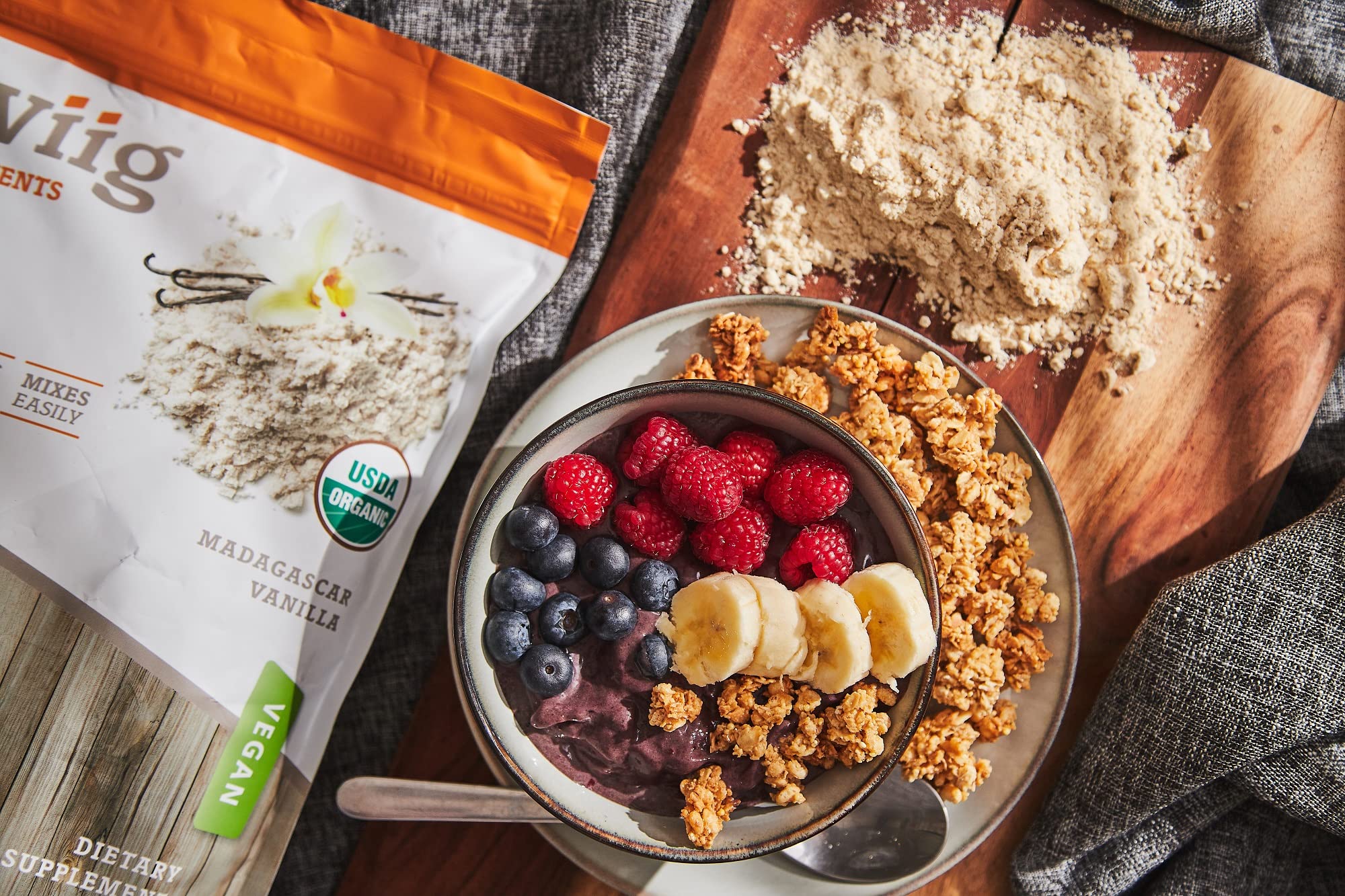 Swiig ancient grains blend with amaranth and quinoa for amino acids.