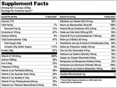 Swiig Mass Builder nutrition facts label highlighting calories, protein, and vitamins
