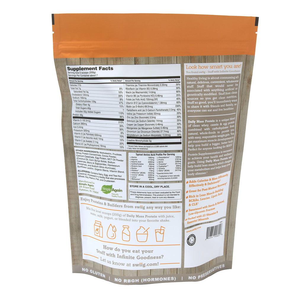 SWIIG Mass Builder shake after workouts provides convenient recovery.