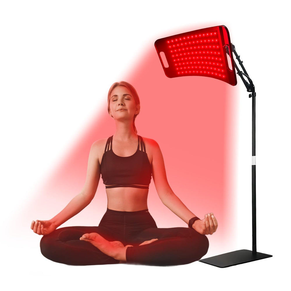 SWIRISE infrared panel front view with stand enables at-home therapy sessions.