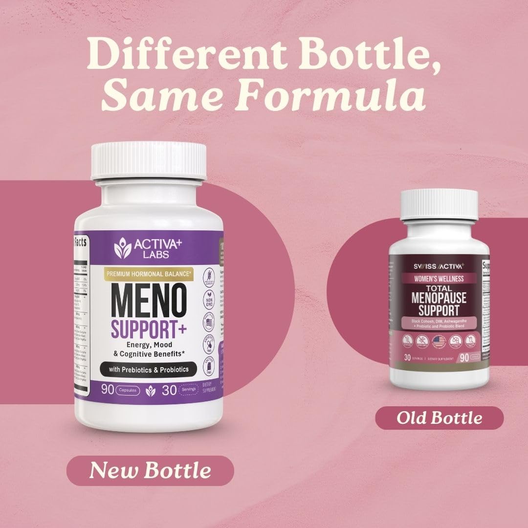 Vegan, soy-free, gluten-free formulation from Swiss Activa+ Labs Total Menopause Support.