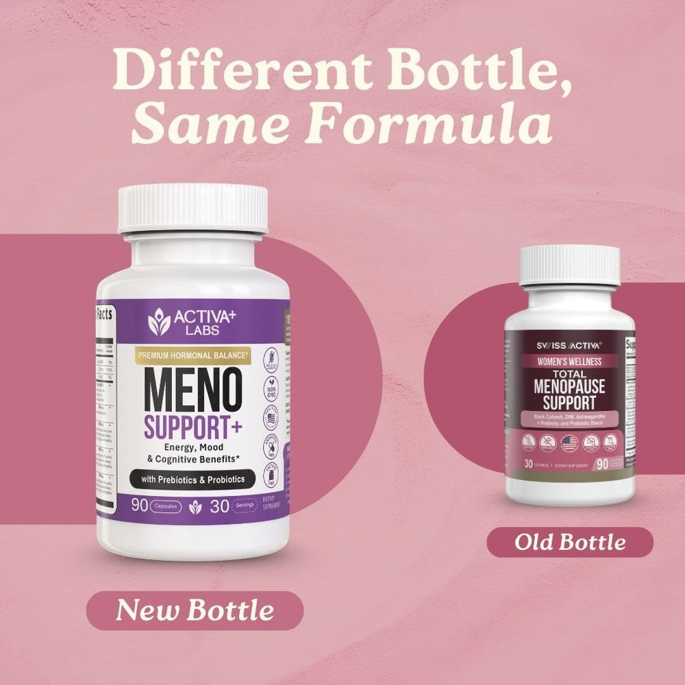 Vegan, soy-free, gluten-free formulation from Swiss Activa+ Labs Total Menopause Support.