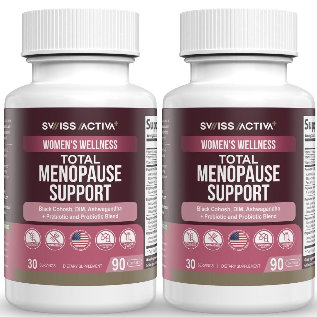 Swiss Activa+ Total Menopause Support bottle front promoting energy balance.