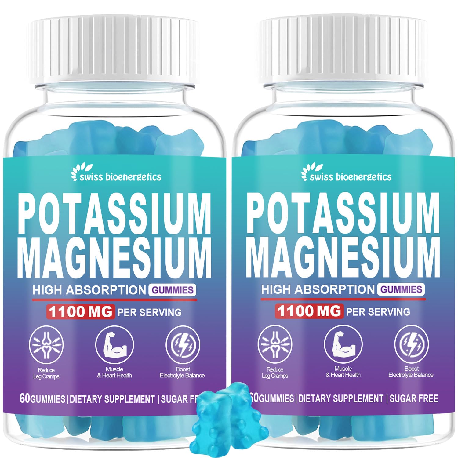 Swiss Bioenergetics potassium citrate gummies blueberry bottle for daily electrolyte support