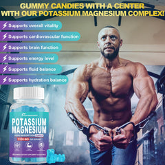 Swiss Bioenergetics potassium citrate gummies label close-up emphasizes vegan and gluten-free form