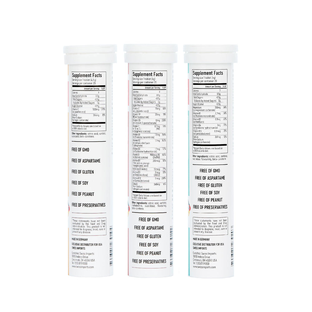 Swiss Imports 12-pack box front showcases convenient daily wellness kit
