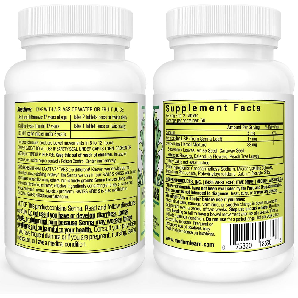 Swiss Kriss box and bottle — clear packaging for gentle, plant-based constipation support