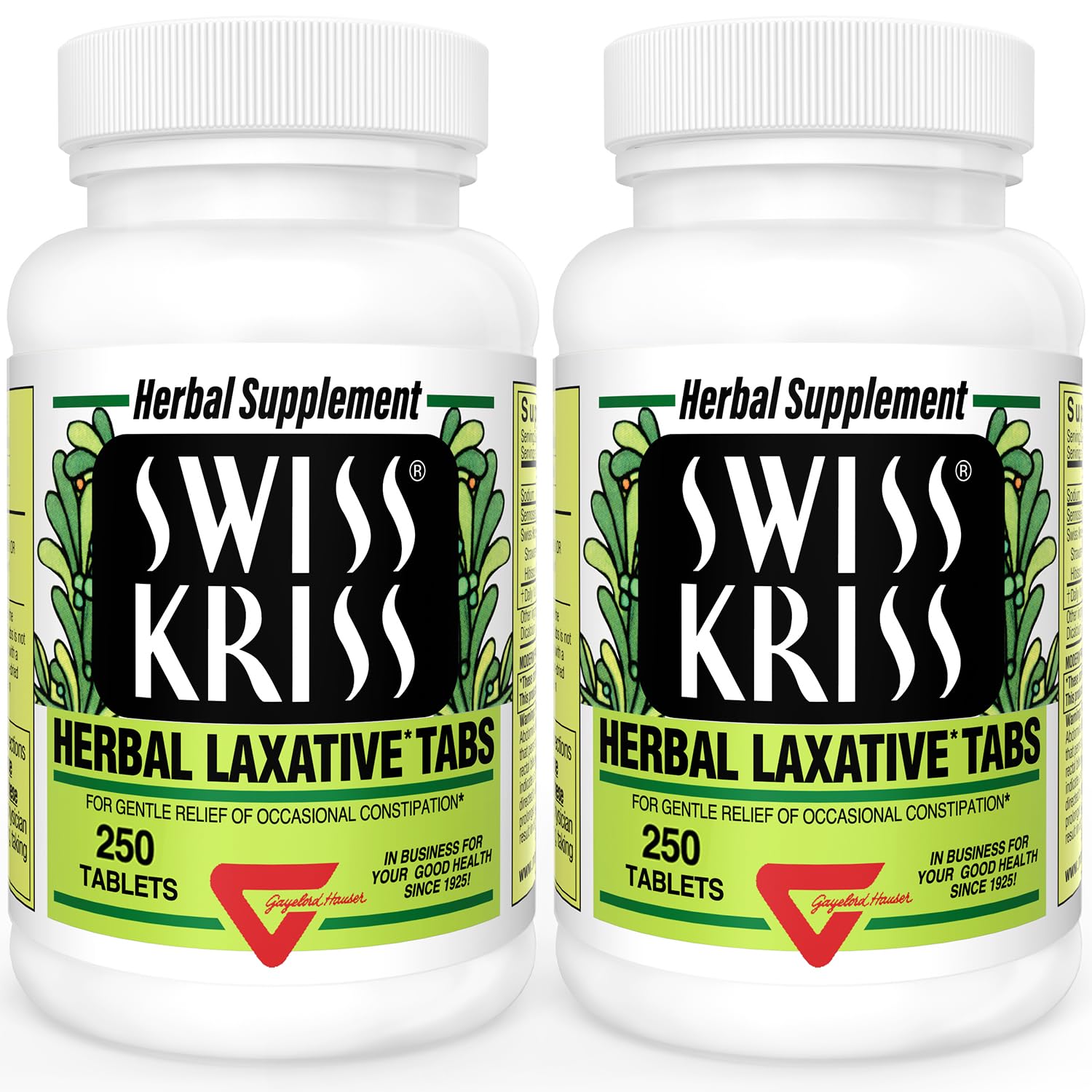 Swiss Kriss Herbal Laxatives pack 2 bottle front — natural relief option for occasional constipation
