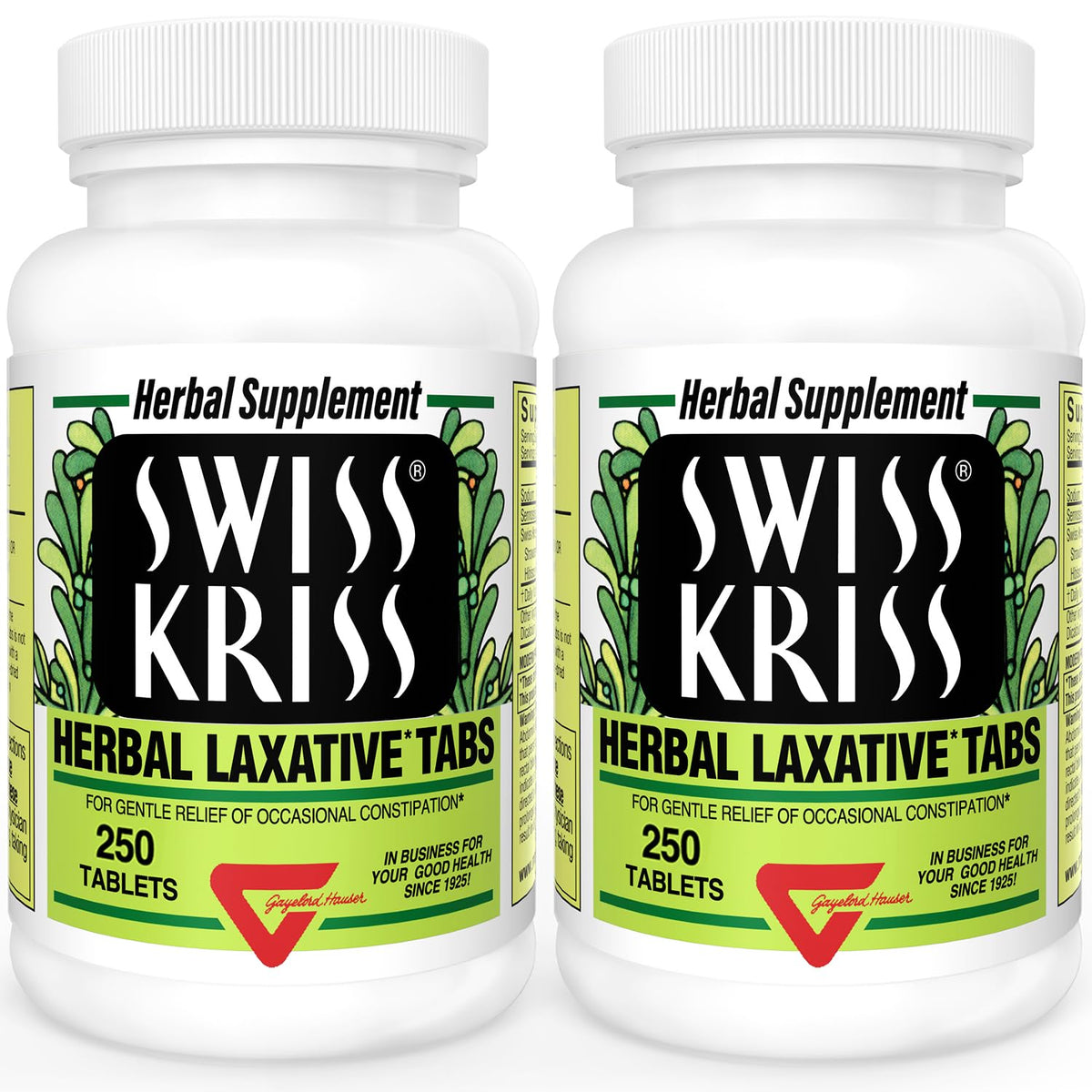 Swiss Kriss Herbal Laxatives pack 2 bottle front — natural relief option for occasional constipation