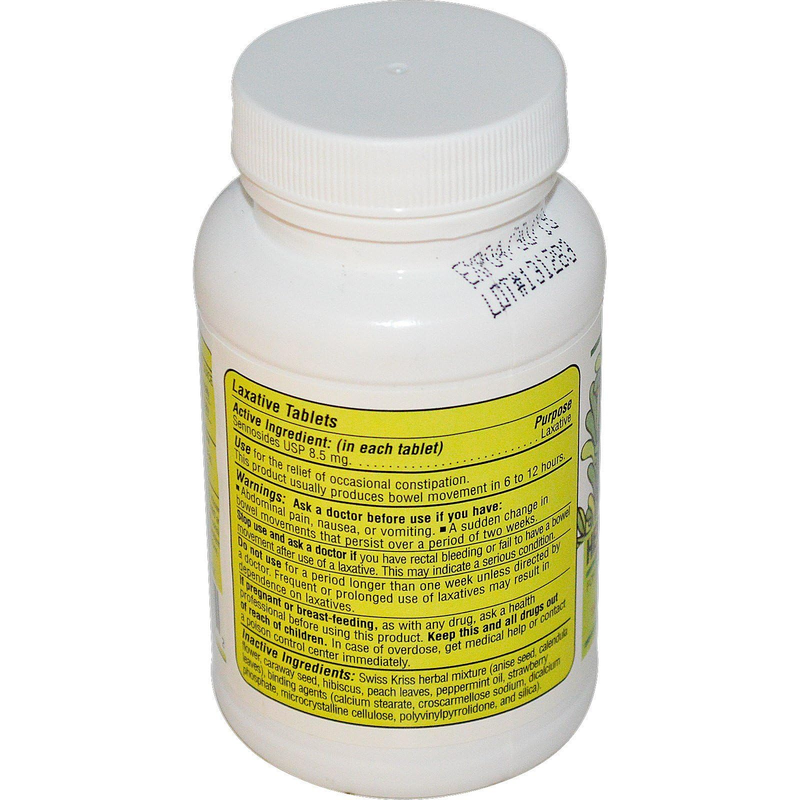 Swiss Kriss Tabs 250 bottle closeup highlighting the natural herbal blend.