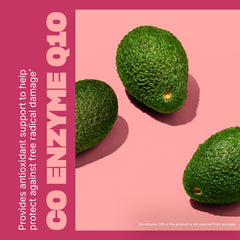 Swisse CoQ10 softgel capsules closeup highlighting antioxidant support.