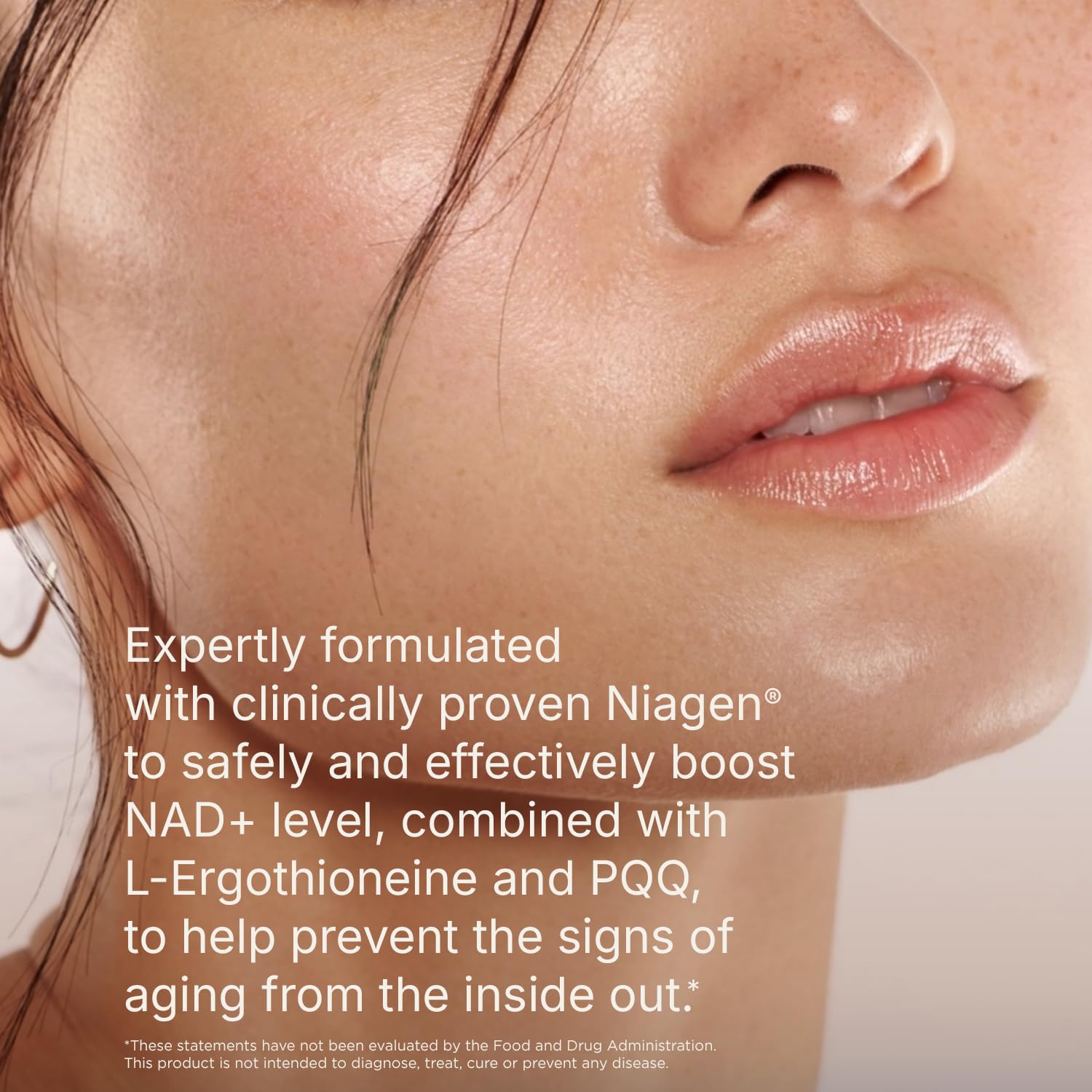 Swisse NAD+ Pro Anti-Aging close-up label highlights 300mg Niagen and key ingredients.