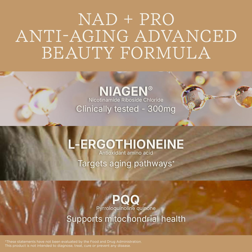 Swisse NAD+ Pro Anti-Aging packaging emphasizes Niagen 300mg for potential cellular energy.