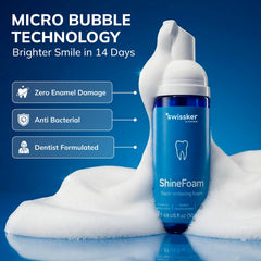 USA-made Swissker ShineFoam label signals trusted, professional-grade whitening.