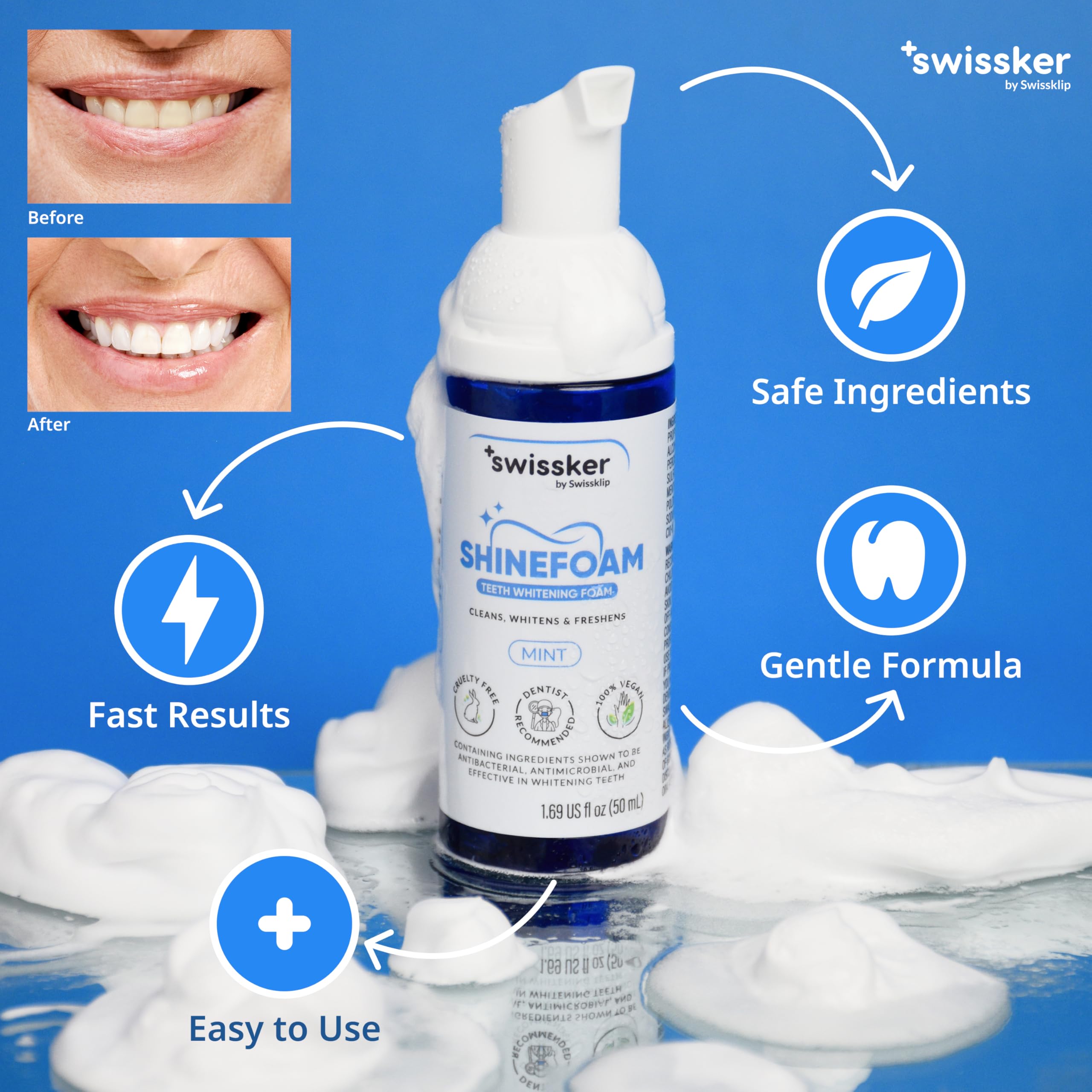 USA-made label on Swissker ShineFoam packaging signaling quality craftsmanship