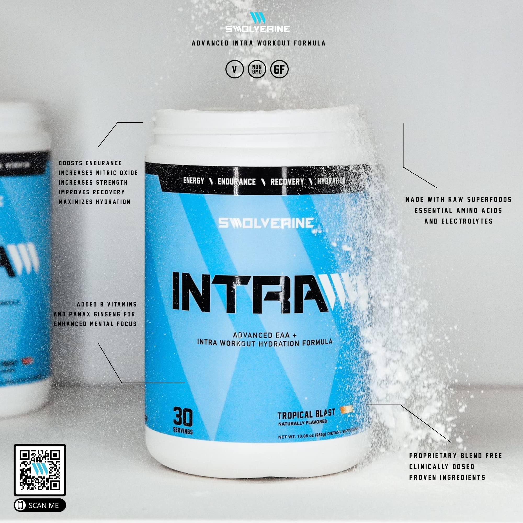 Swolverine Intra Tropical Blast mixing in water for refreshment.
