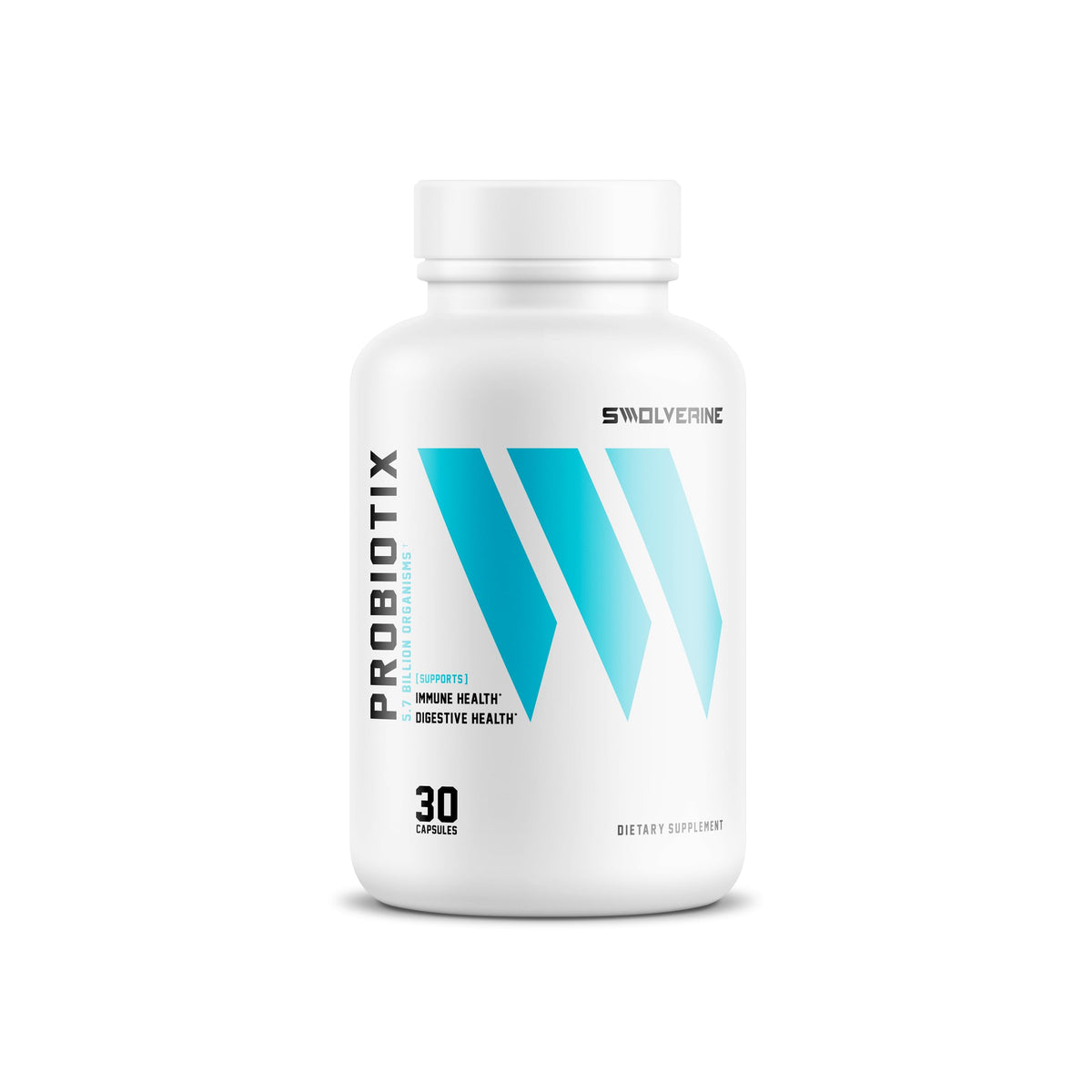 Swolverine Probiotix bottle front with DE111 Bacillus Subtilis for digestive balance