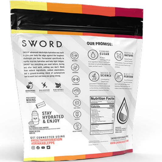 Sword Performance lemonade electrolyte packet boosts hydration after workouts.