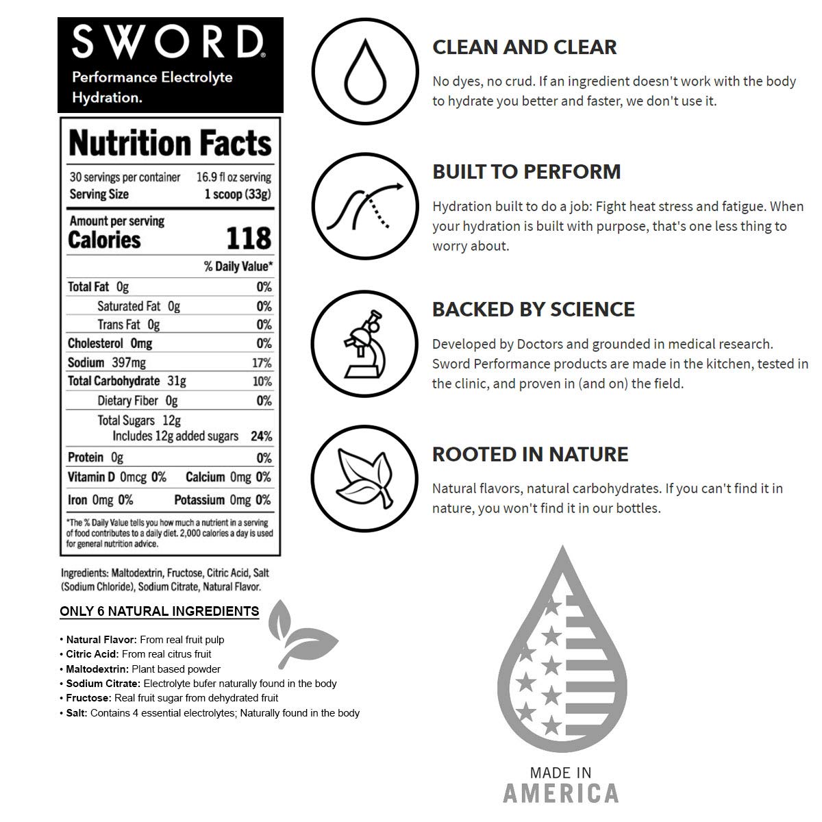 SWORD PERFORMANCE Lemonade powder scoop beside the tub for easy serving.
