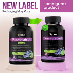 SYLAN Resveratrol capsules close-up showing dosage and easy use
