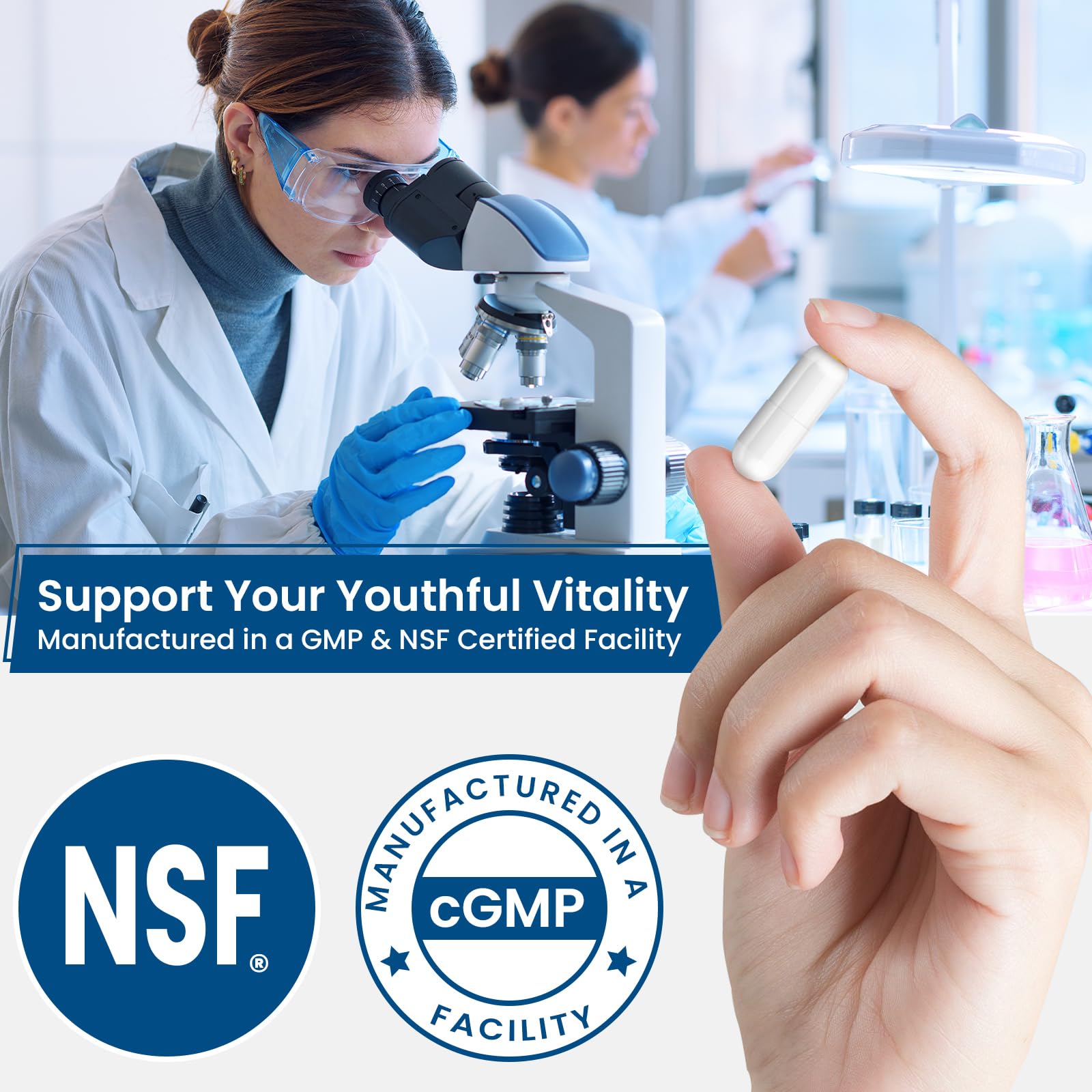 Syloni NMN clean formula with non-GMO and allergen-free indicators