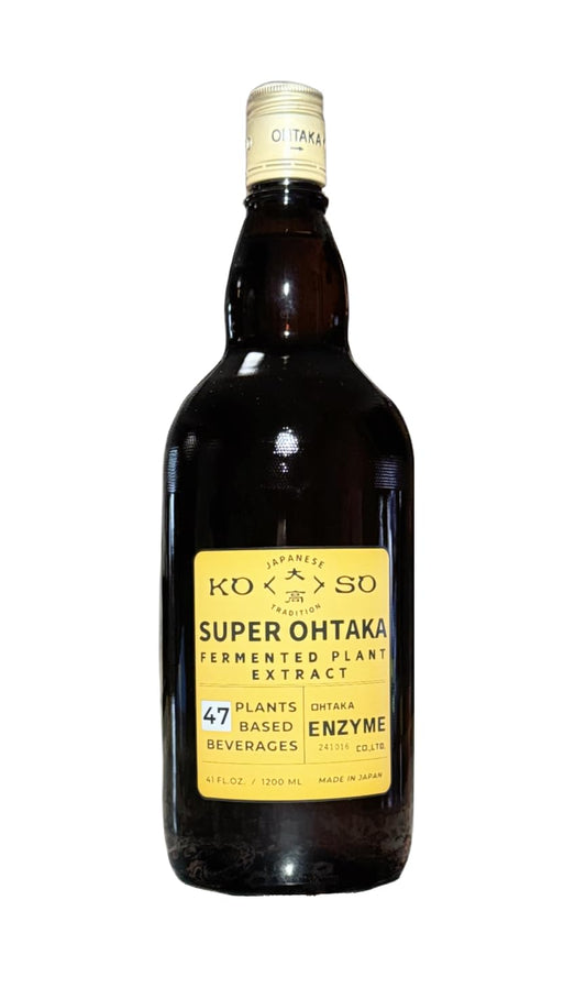 SynB Super Ohtaka bottle front showing label with 47 fermented plants for digestive support.