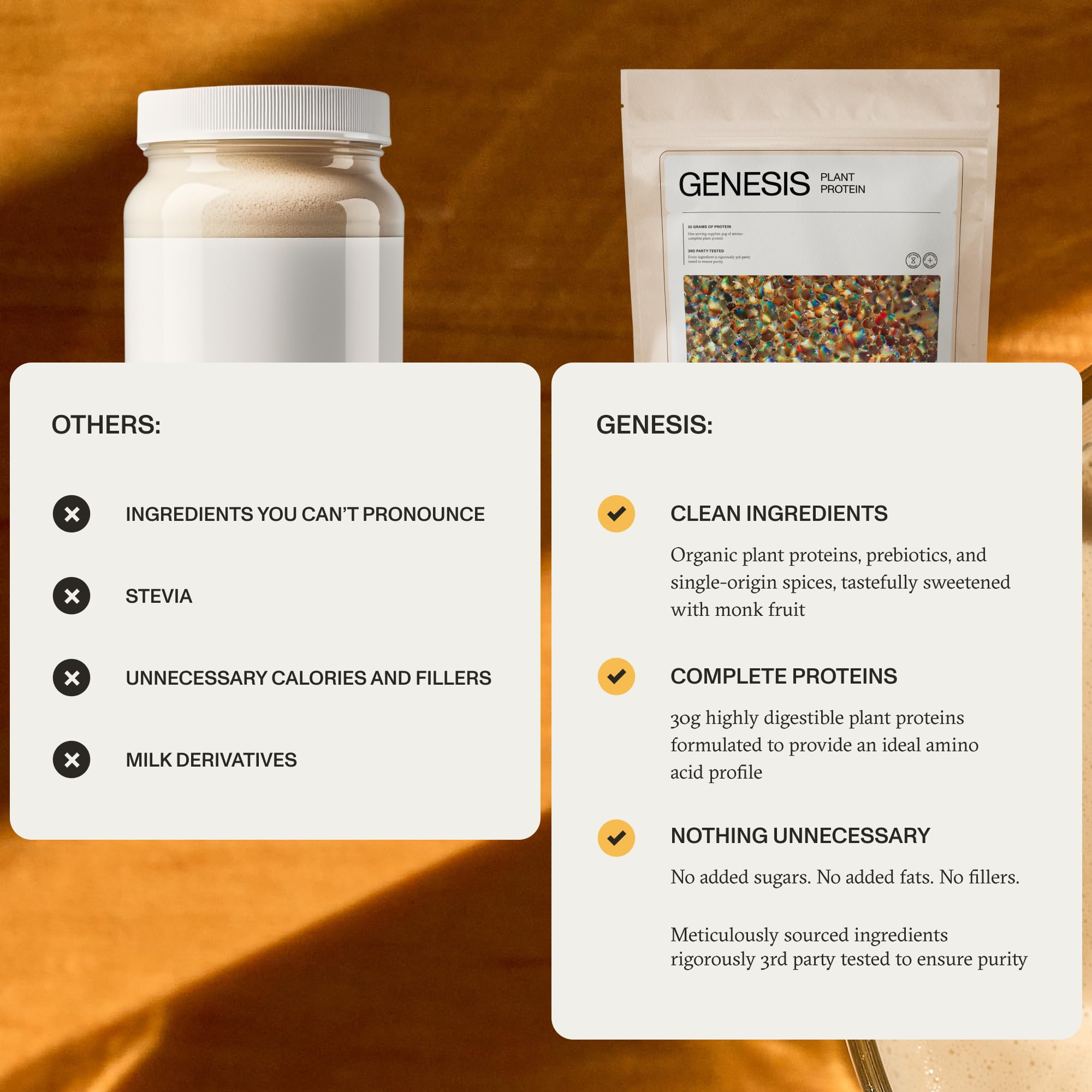 Synchro Genesis Vanilla Spice powder being blended in a glass for a creamy shake