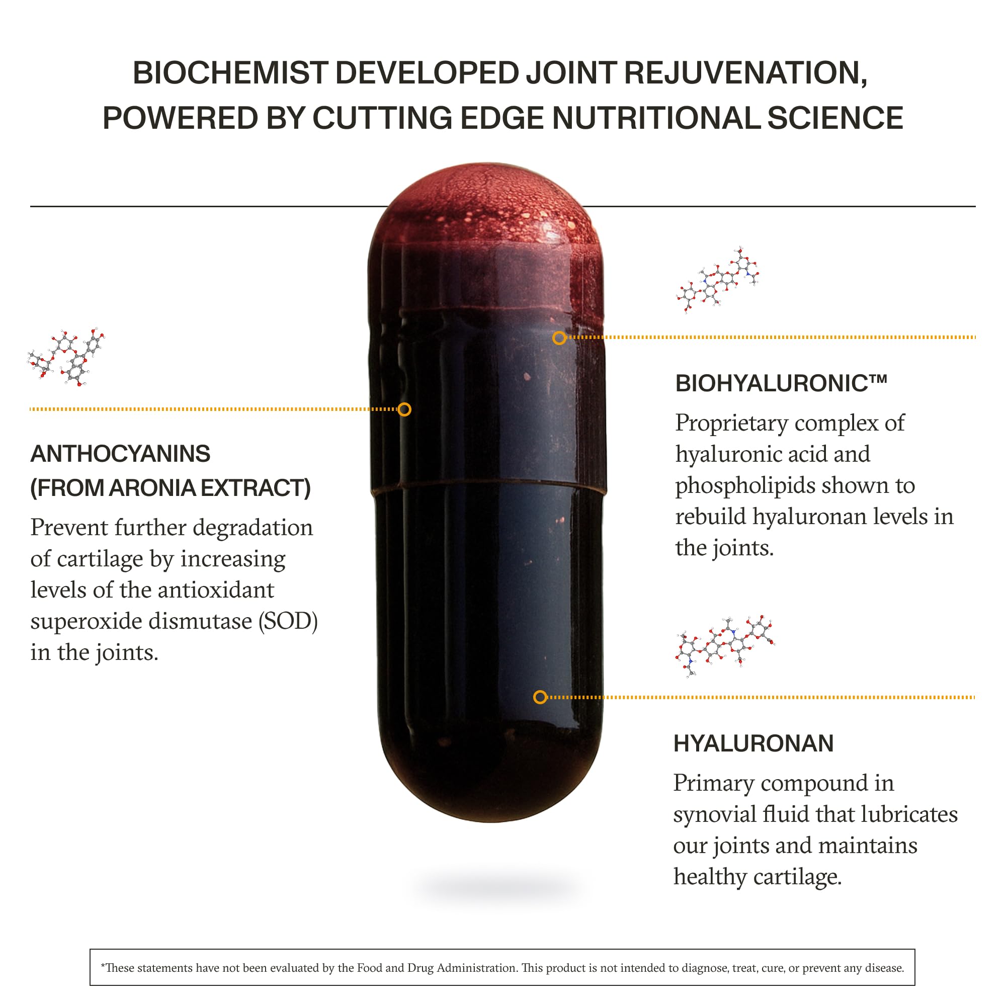 Synchro ReJuve joint label emphasizes BioHyaluronic ingredients and usage guidance.