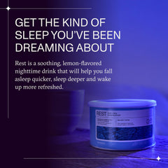 Synchro Rest Sleep scoop measures powder for a smooth bedtime routine.