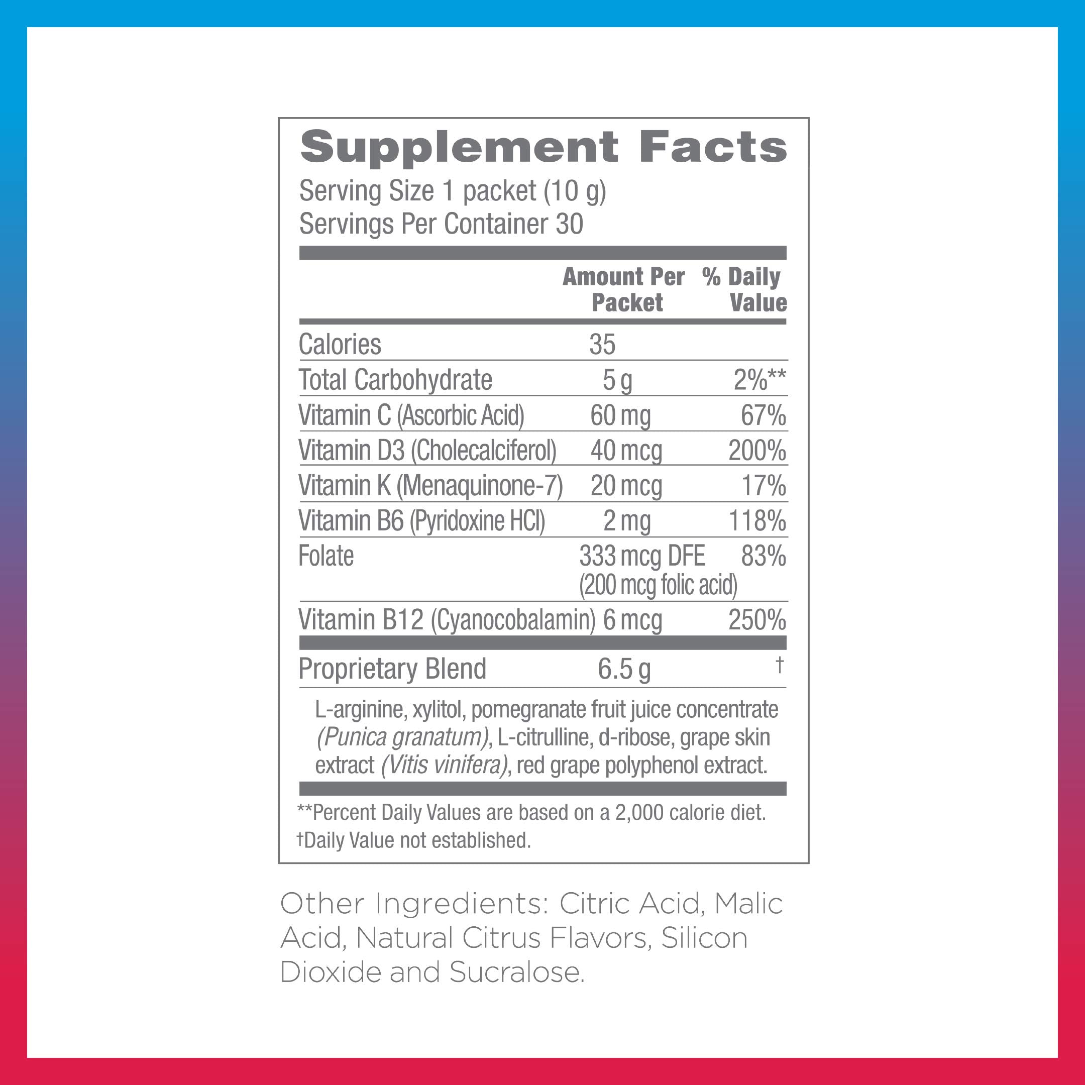 Synergy ProArgi-9 Plus Citrus Berry dissolving in water to form a citrus drink