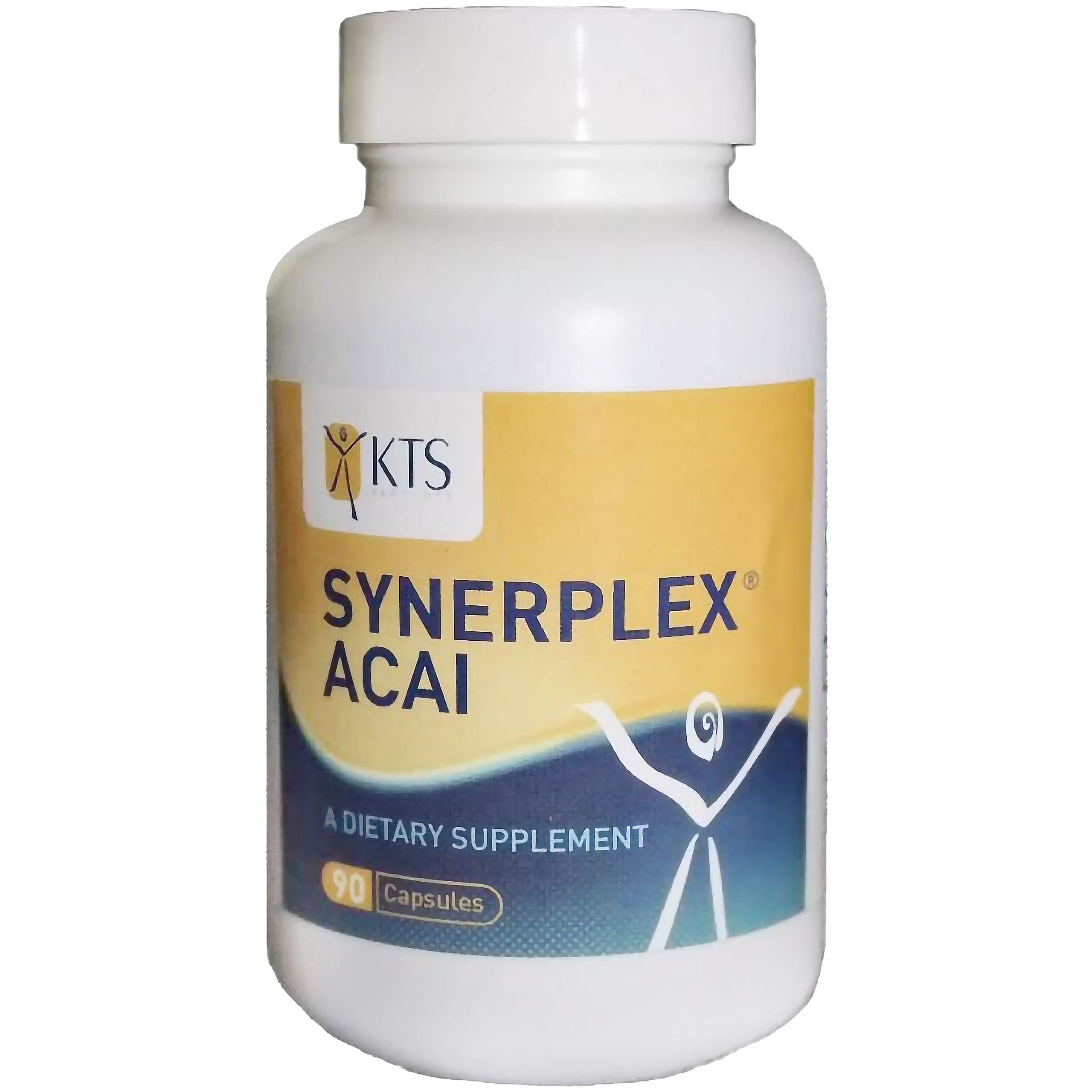 Synerplex Acai Capsules bottle with label highlighting antioxidant benefits.