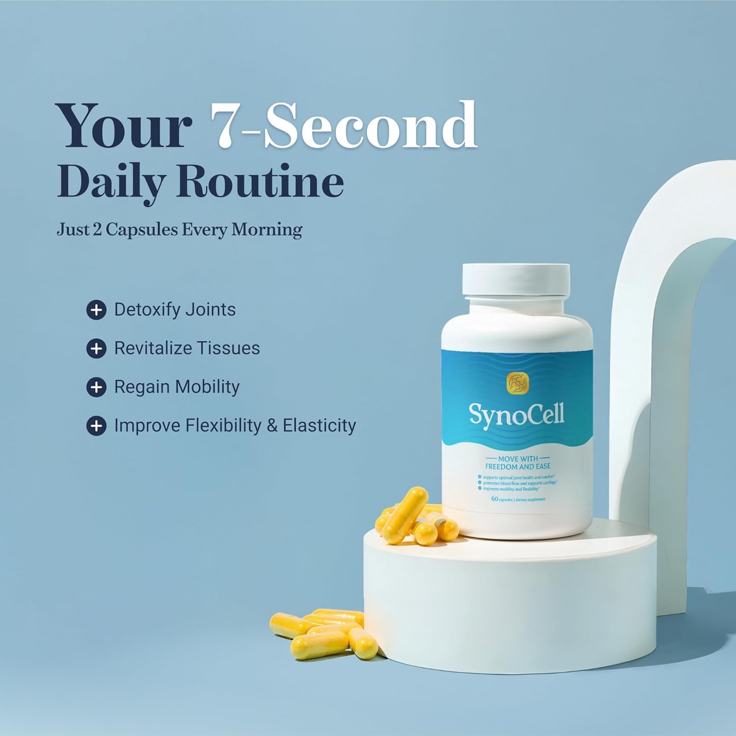 Synocell bottle featuring bromelain for natural joint comfort support.