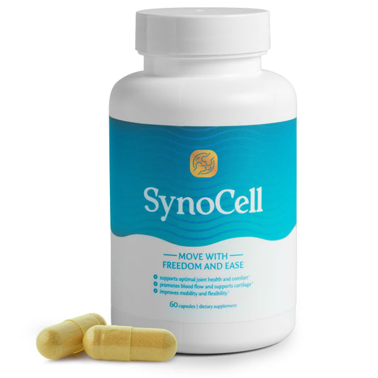 Synocell Glucosamine Chondroitin Complex bottle front view supports daily joint flexibility