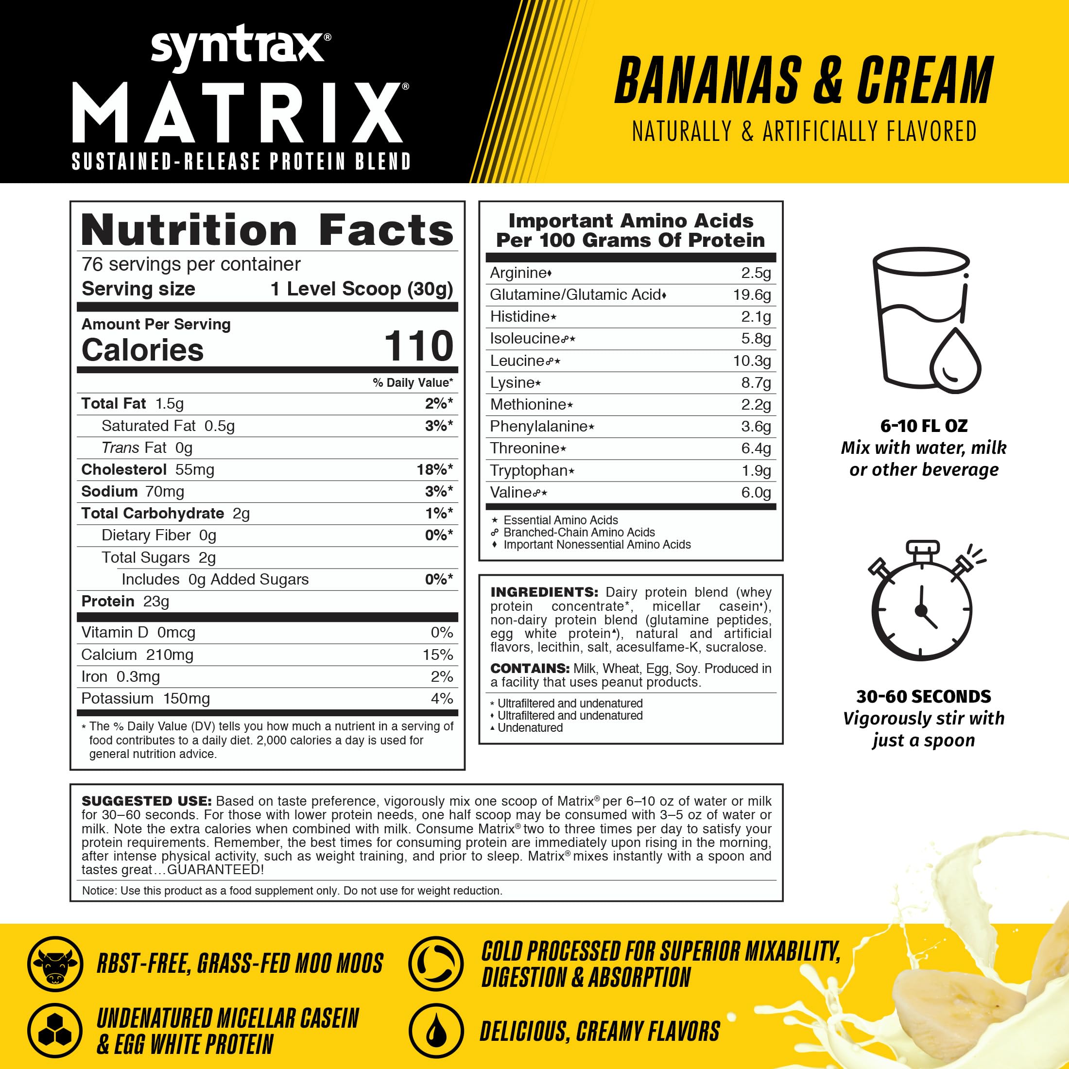 Syntrax Matrix Bananas & Cream shake with smooth texture after training.