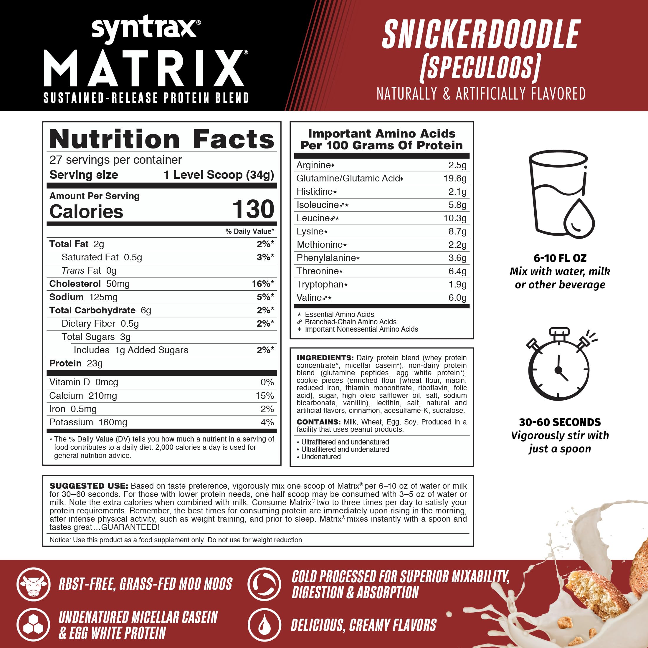 Syntrax Matrix real cookie pieces visible for texture in Snickerdoodle flavor.